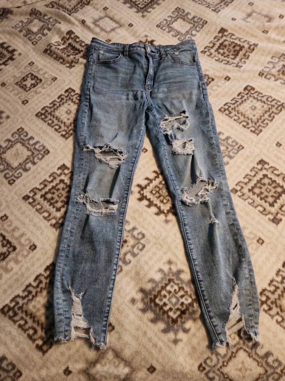 American Eagle Ne(x)t Level Stretch Distressed Skinny Jeans Size 10L